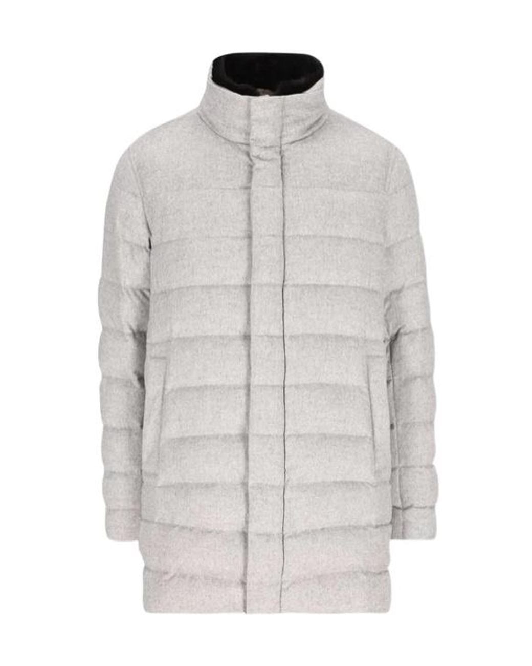 Herno Gray Long-Sleeved Down Coat for men