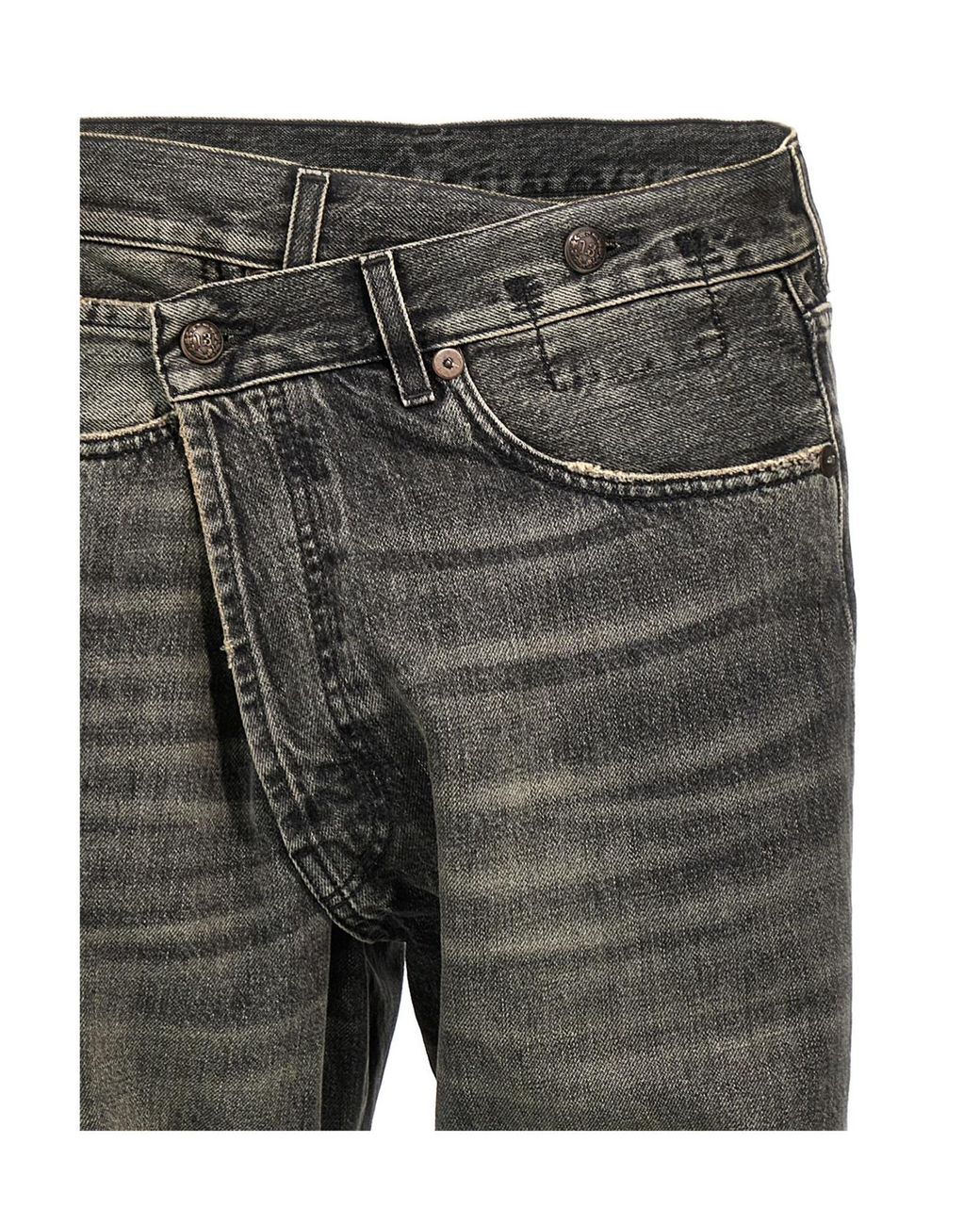 R13 Gray Asymmetrical Jeans