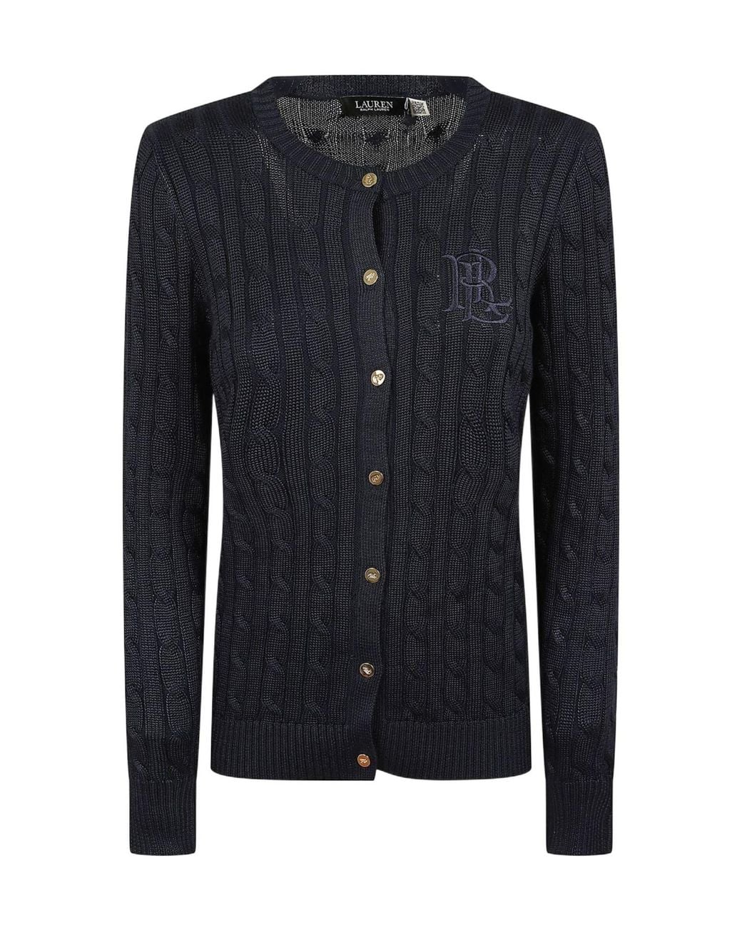 Ralph Lauren Black Lauren Cable-Knit Logo Cardigan