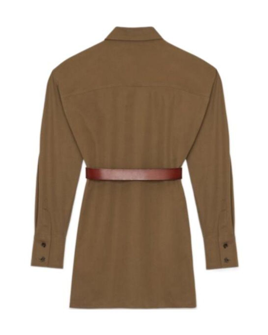 Saint Laurent Brown Belted Buttoned Coat