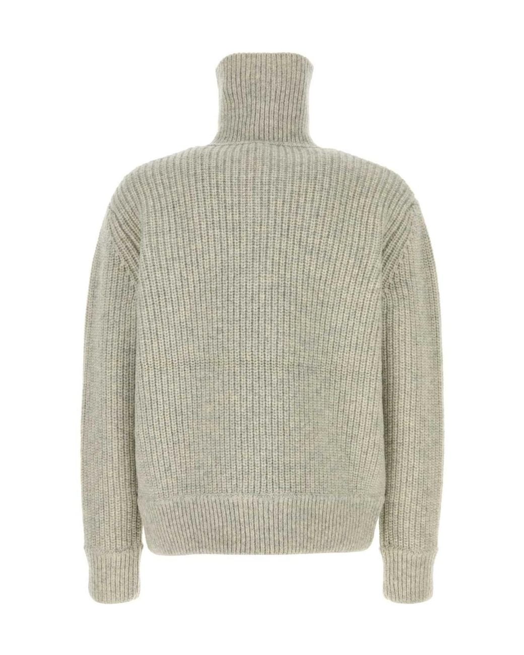 Dries Van Noten Gray Stand Up Collar Knitted Polo Shirt for men