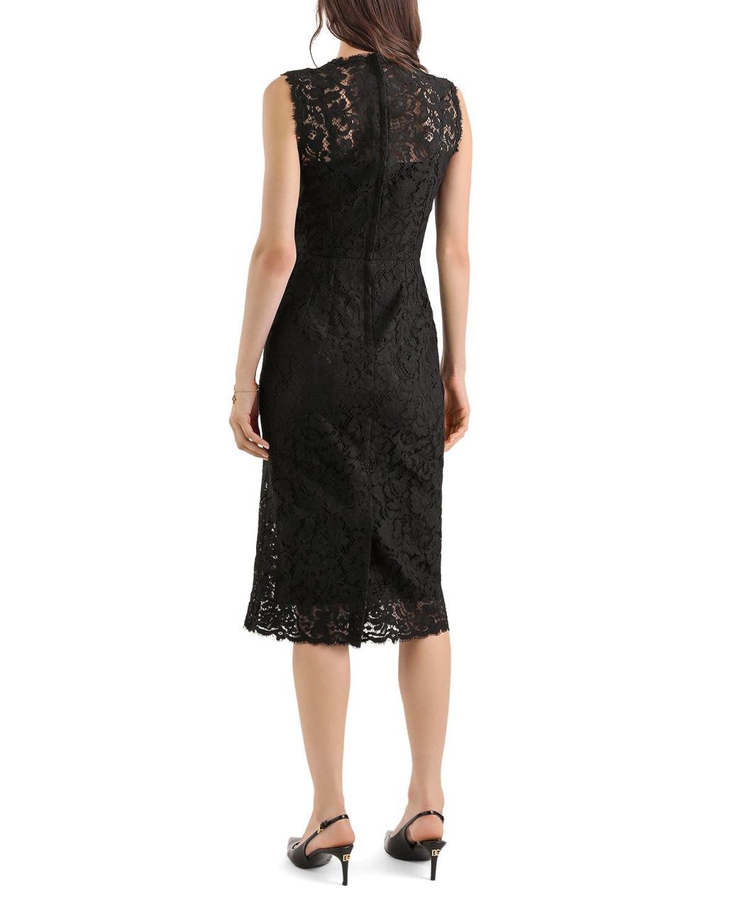 Dolce & Gabbana Black Lace Midi Dress