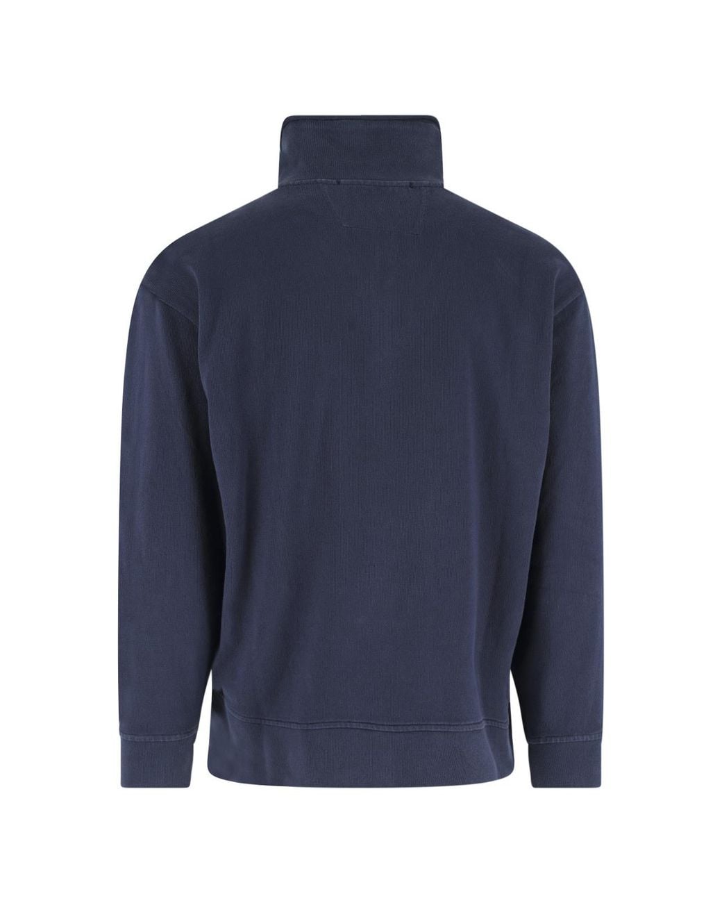 C P Company Blue Half-Zip Funnel-Neck Sweater for men