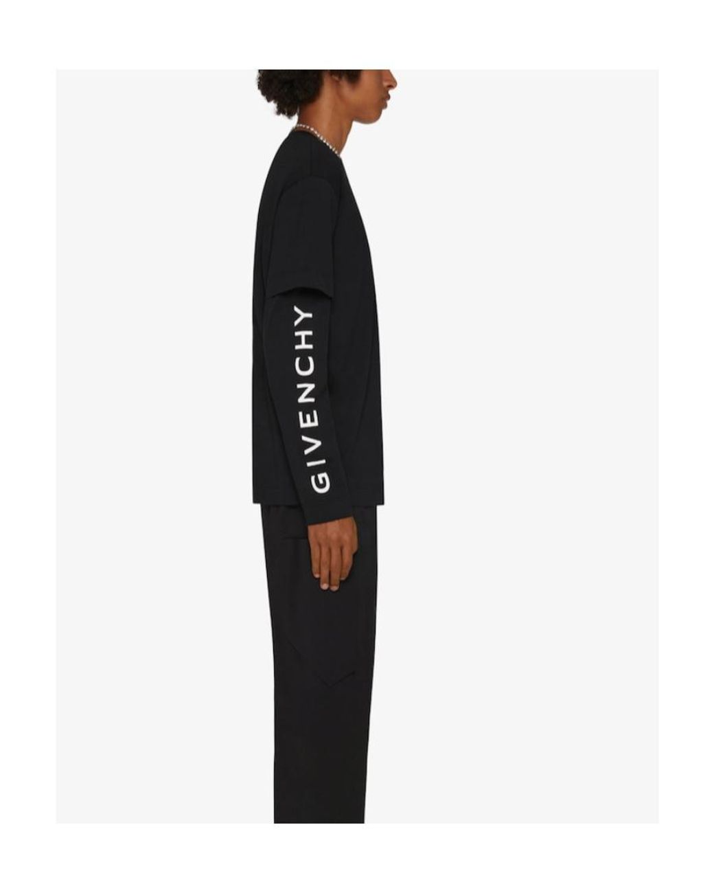 Givenchy Black 4G Embroidered Long-Sleeved T-Shirt for men