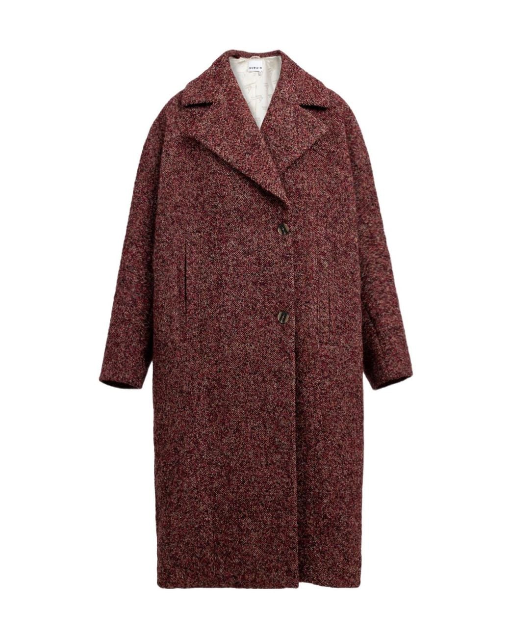 REMAIN Birger Red Tweed Double-Breasted Coat