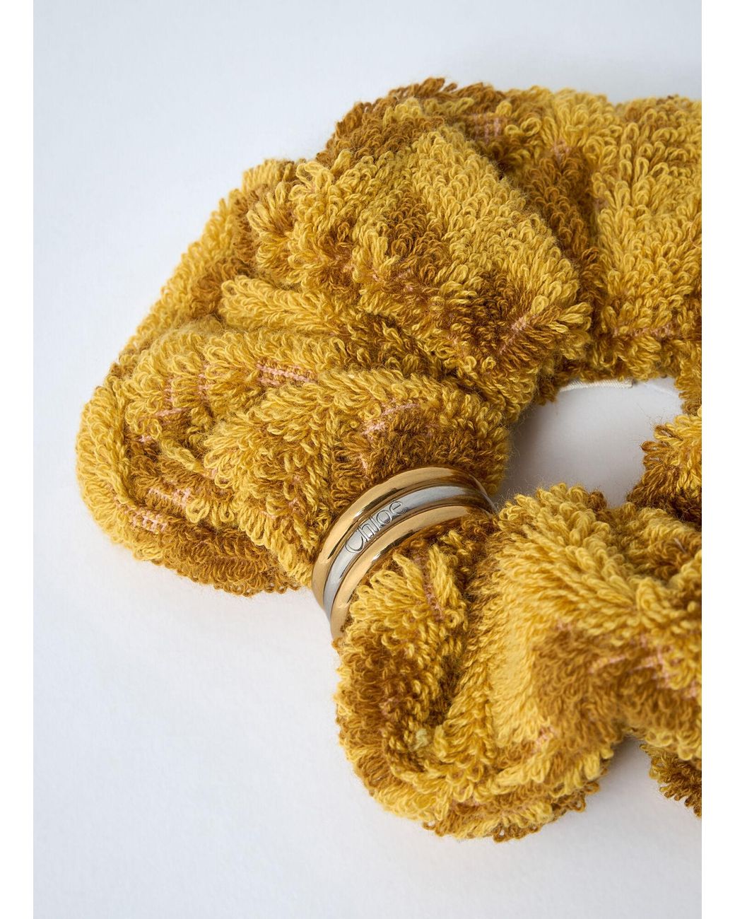Chloé Metallic Chloé Logo Engraved Terry Scrunchie