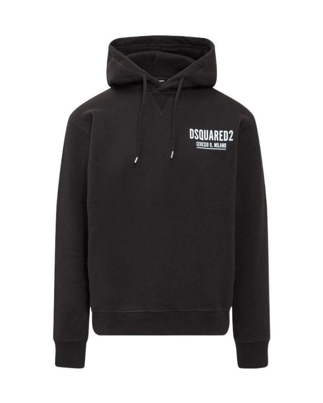 DSquared² Black Logo Print Hooded Sweatshirt for men