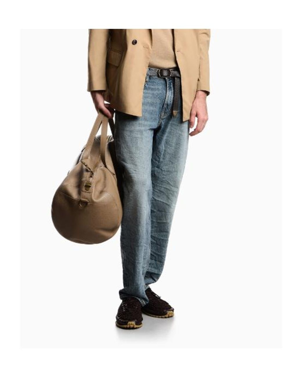 Emporio Armani Blue Five-Pocket Denim Jeans Regular Fit With Whiskering for men