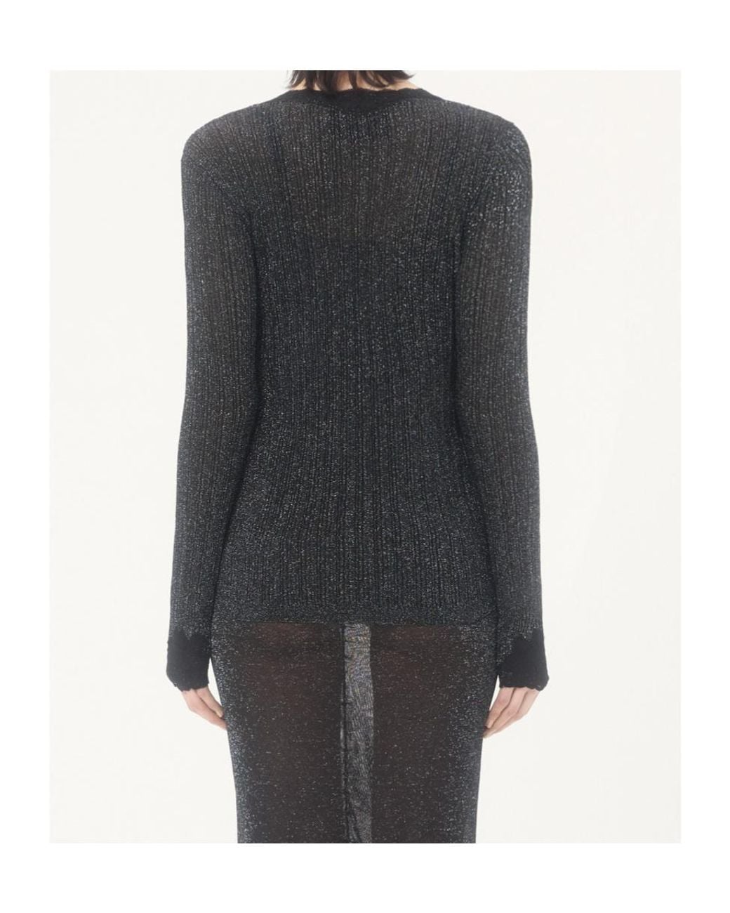 Valentino Black Lurex Knit Cardigan With Lace
