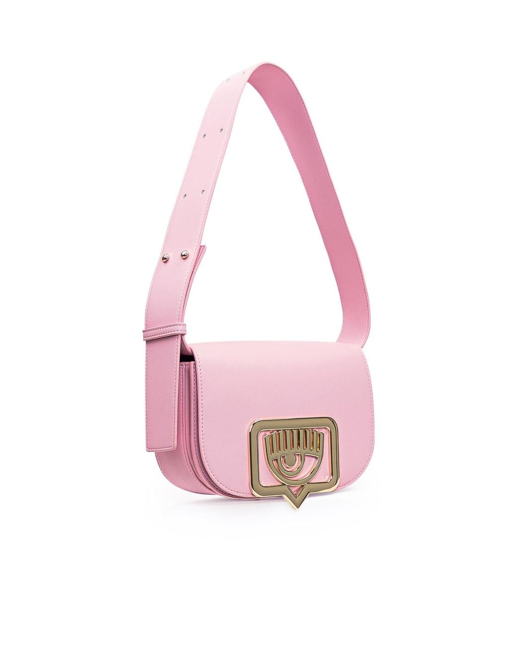 Chiara Ferragni Pink Eyelike Motif Foldover Top Shoulder Bag