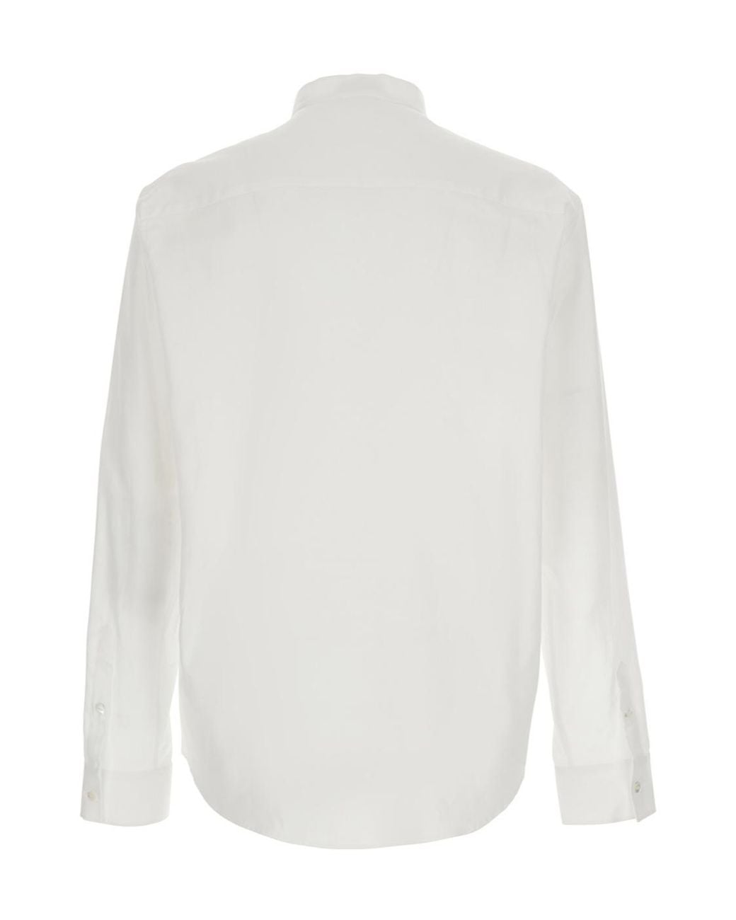 Emporio Armani White Pleated Stand-Collar Shirt for men