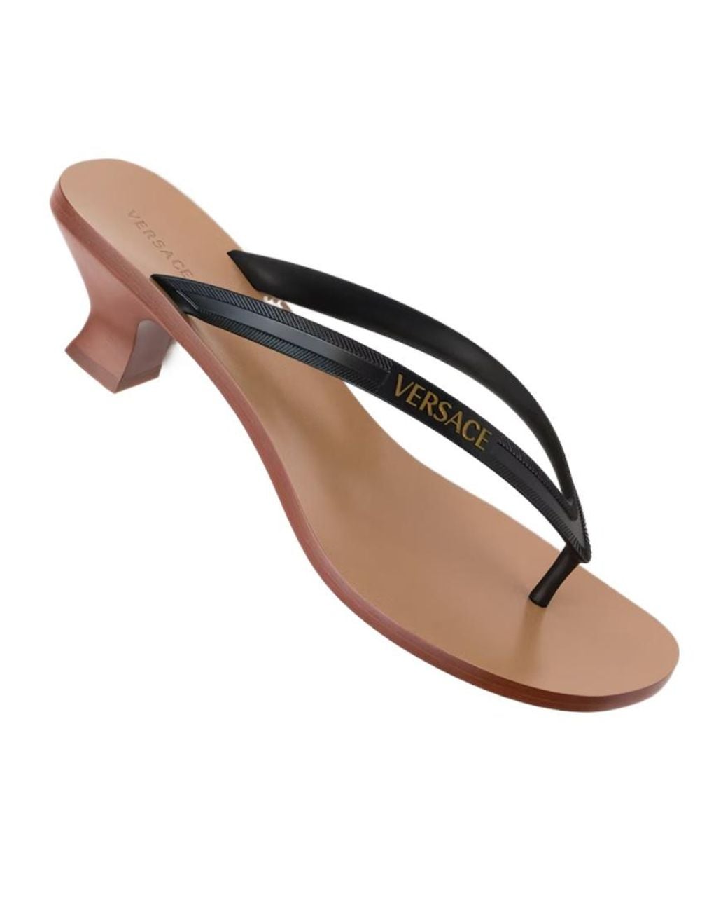 Versace Brown Sophie Thong Heeled Mules