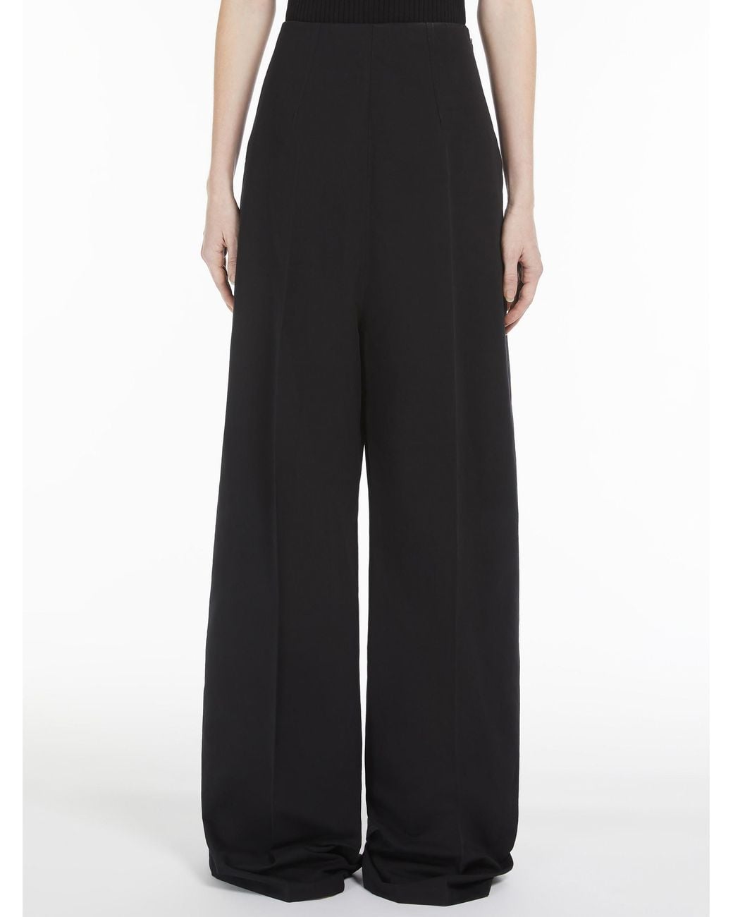 Sportmax Black High Waist Straight Leg Trousers