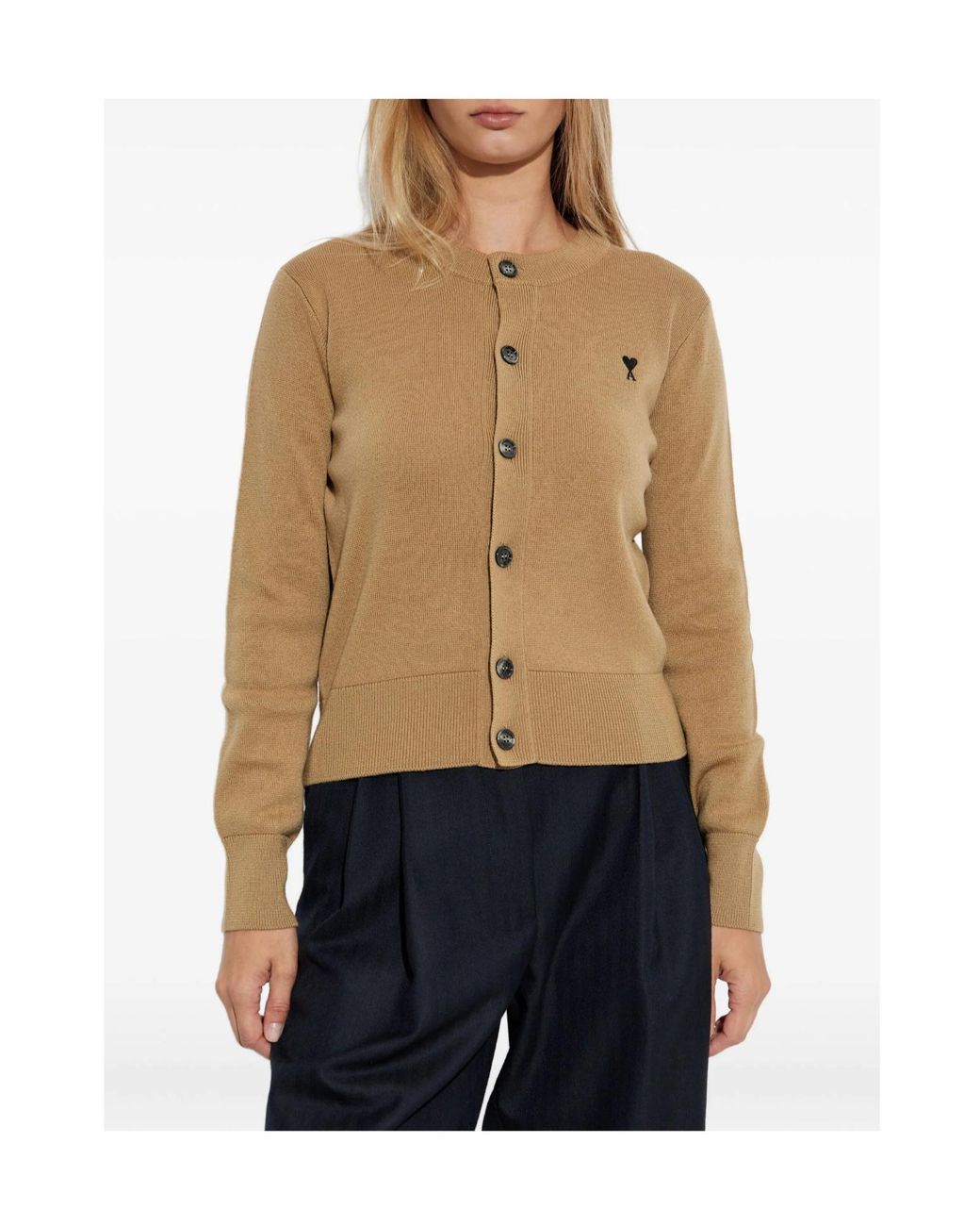 AMI Natural Ami De Coeur Knitted Cardigan