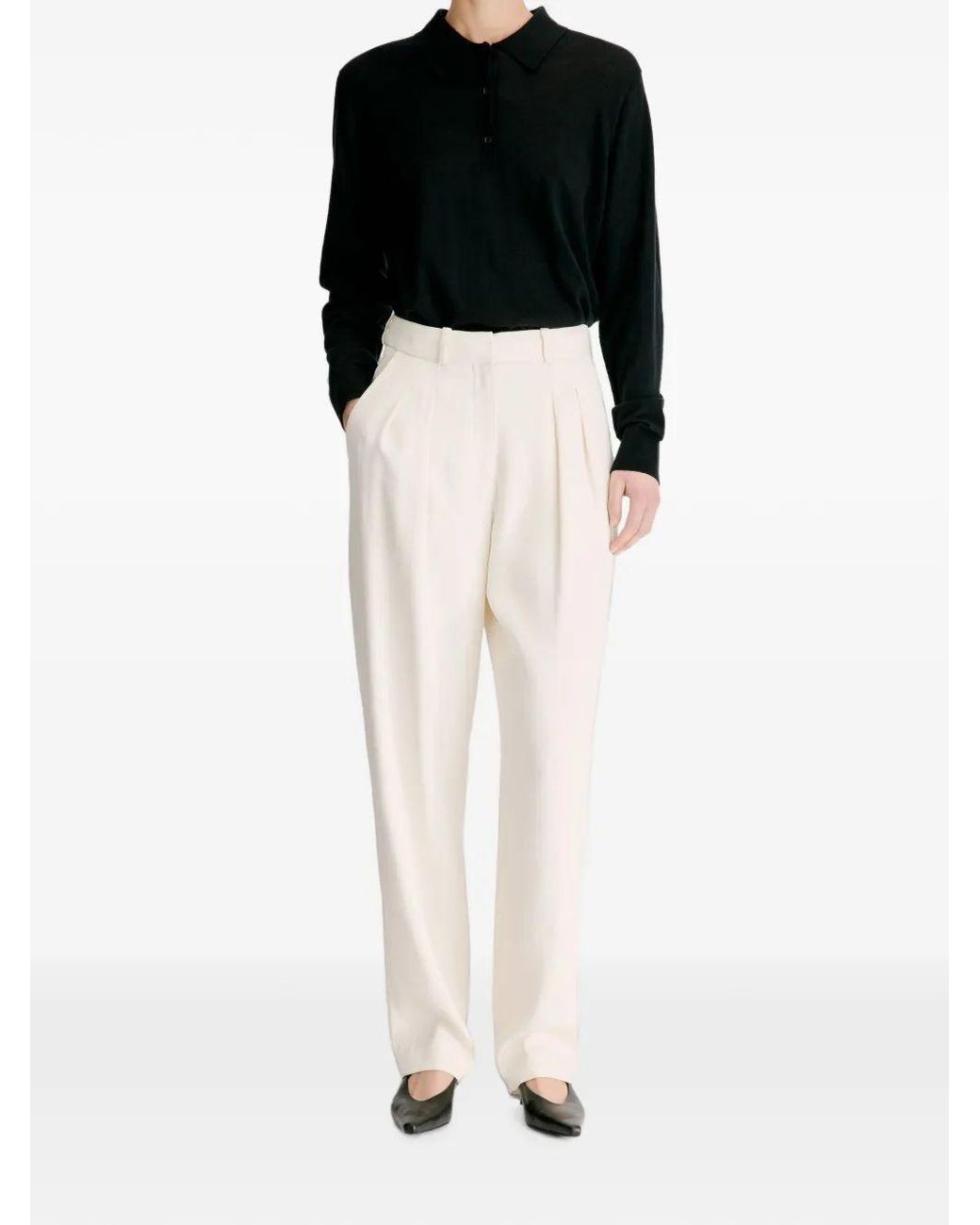 Loulou de Saison White Alio Pleated Straight Pants
