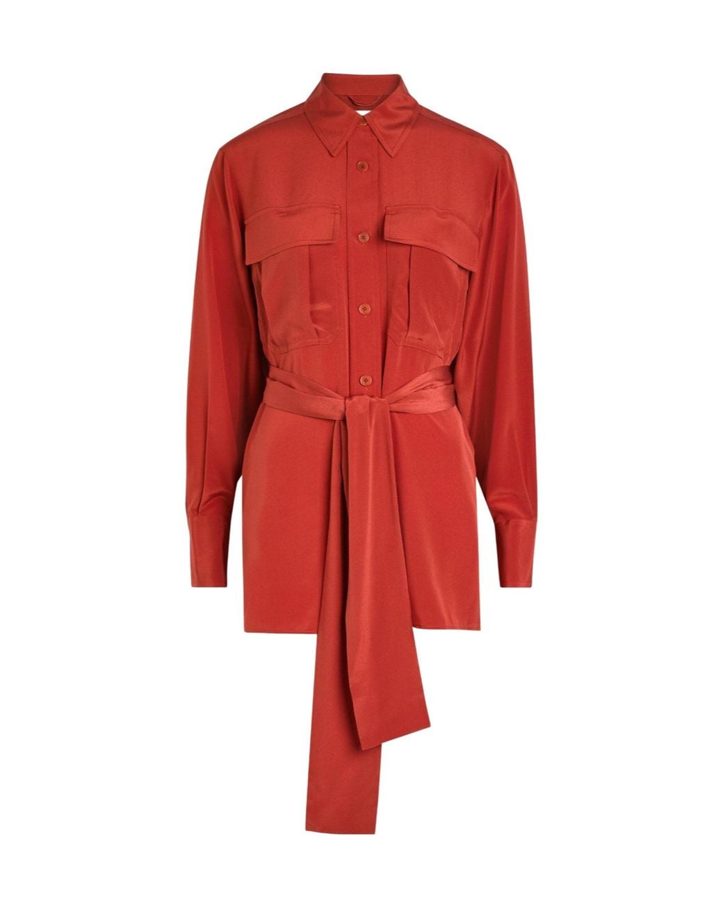 Joseph Red Pointed Collar Long-Sleeved Shirt