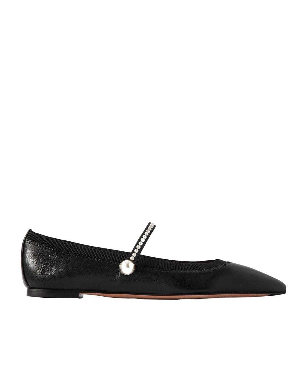 Aquazzura Black Embellished Leather Flats