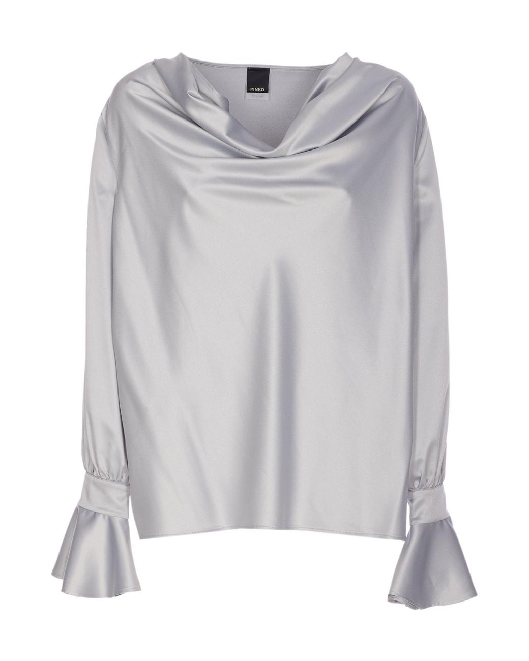 Pinko Gray Long-Sleeved Satin Shirt