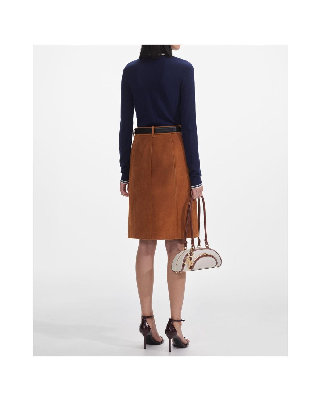 Self-Portrait Multicolor Belted Leather Skirt