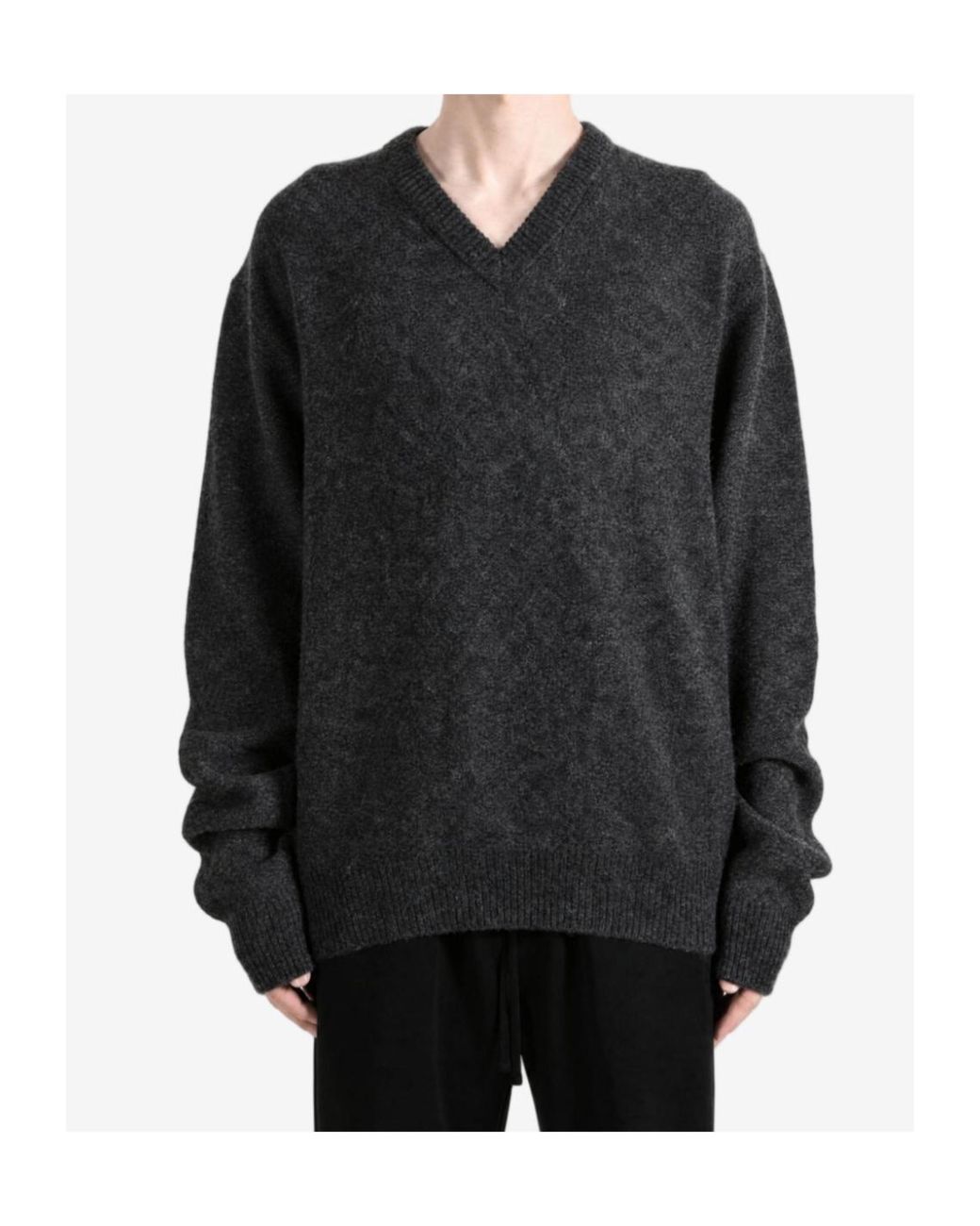Lemaire Black V-Neck Wool Sweater for men
