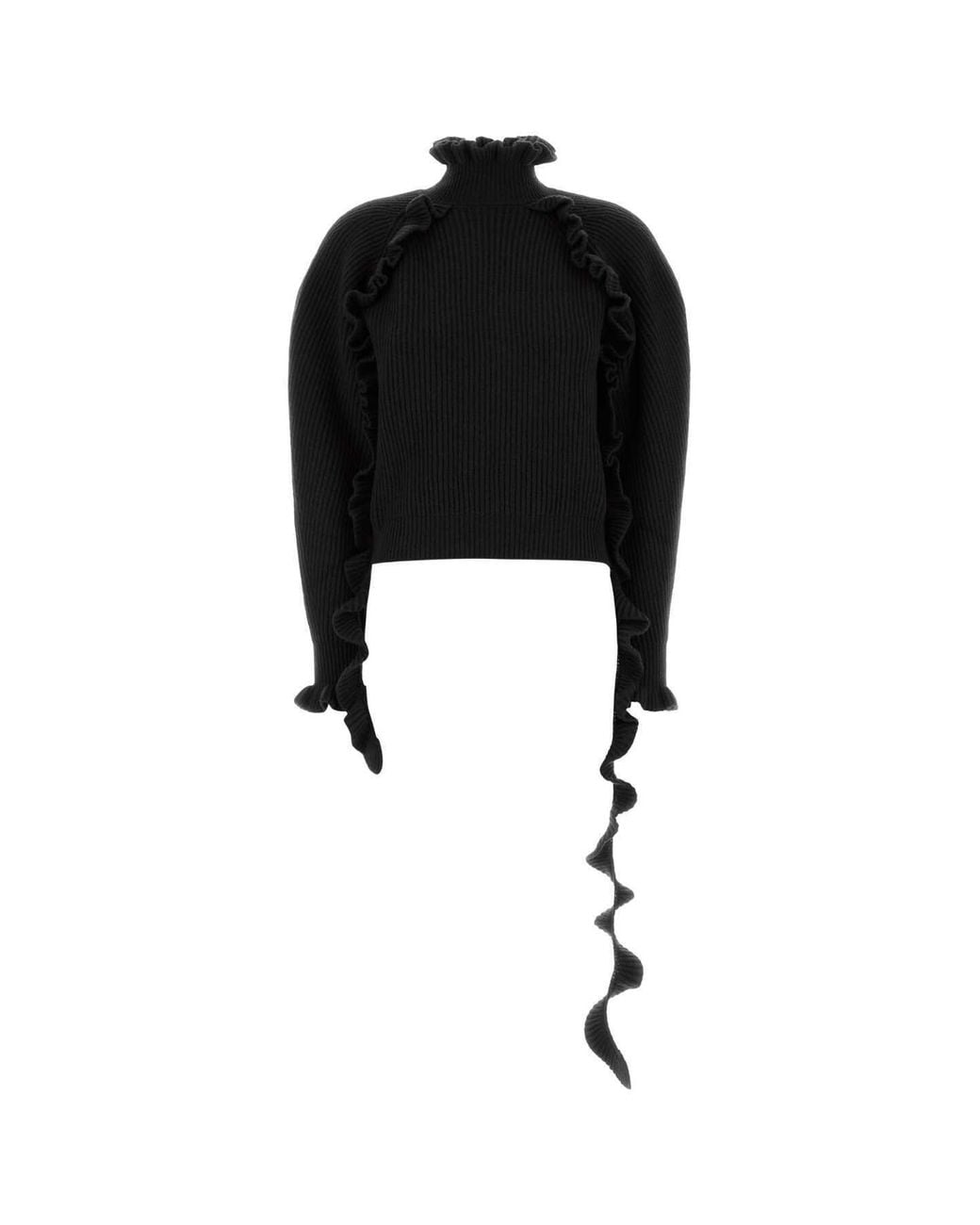 Blumarine Red Ruffled Cropped Knitted Sweater