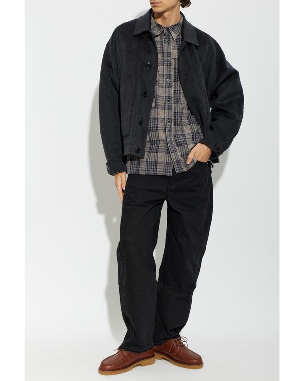 Isabel Marant Gray Vittorio Check Overshirt for men
