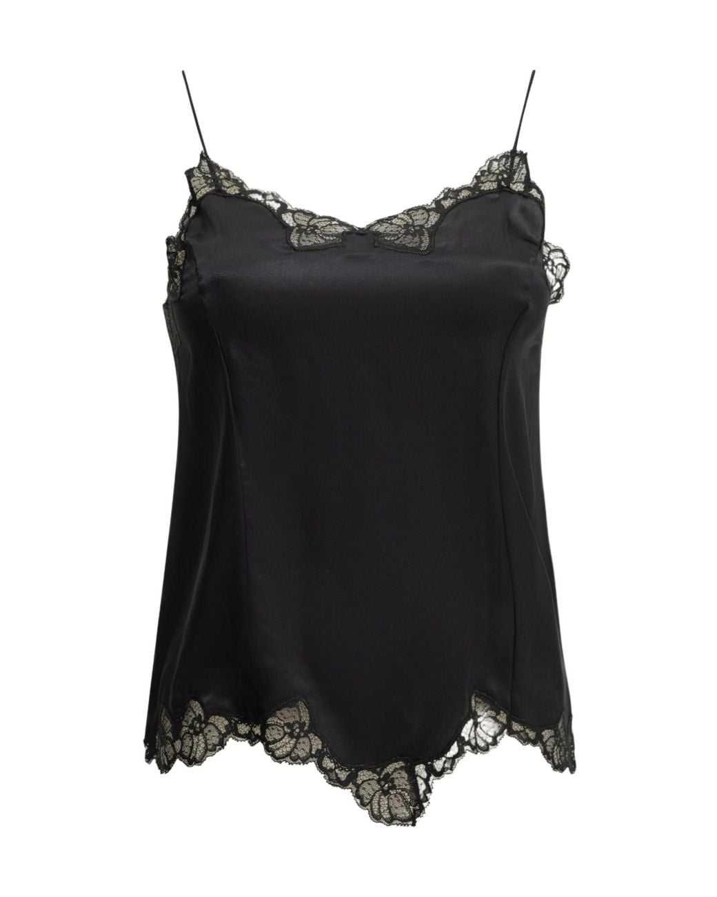 Isabel Marant Black Amael Lace-Trimmed Satin Camisole
