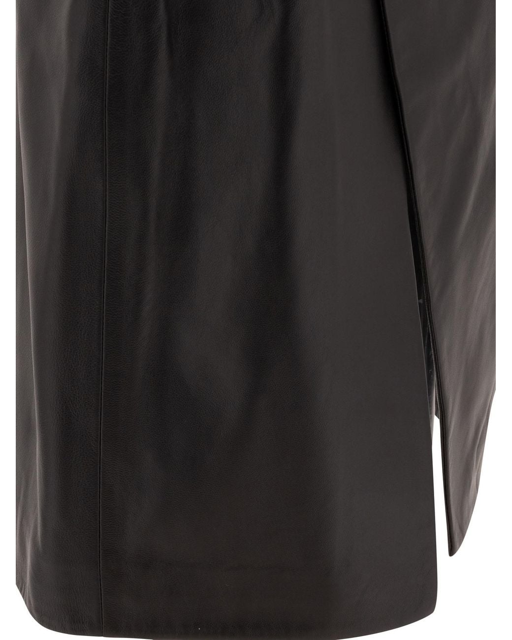Loulou de Saison Black Loulou De Saison Ekare Front Slit Leather Skirt