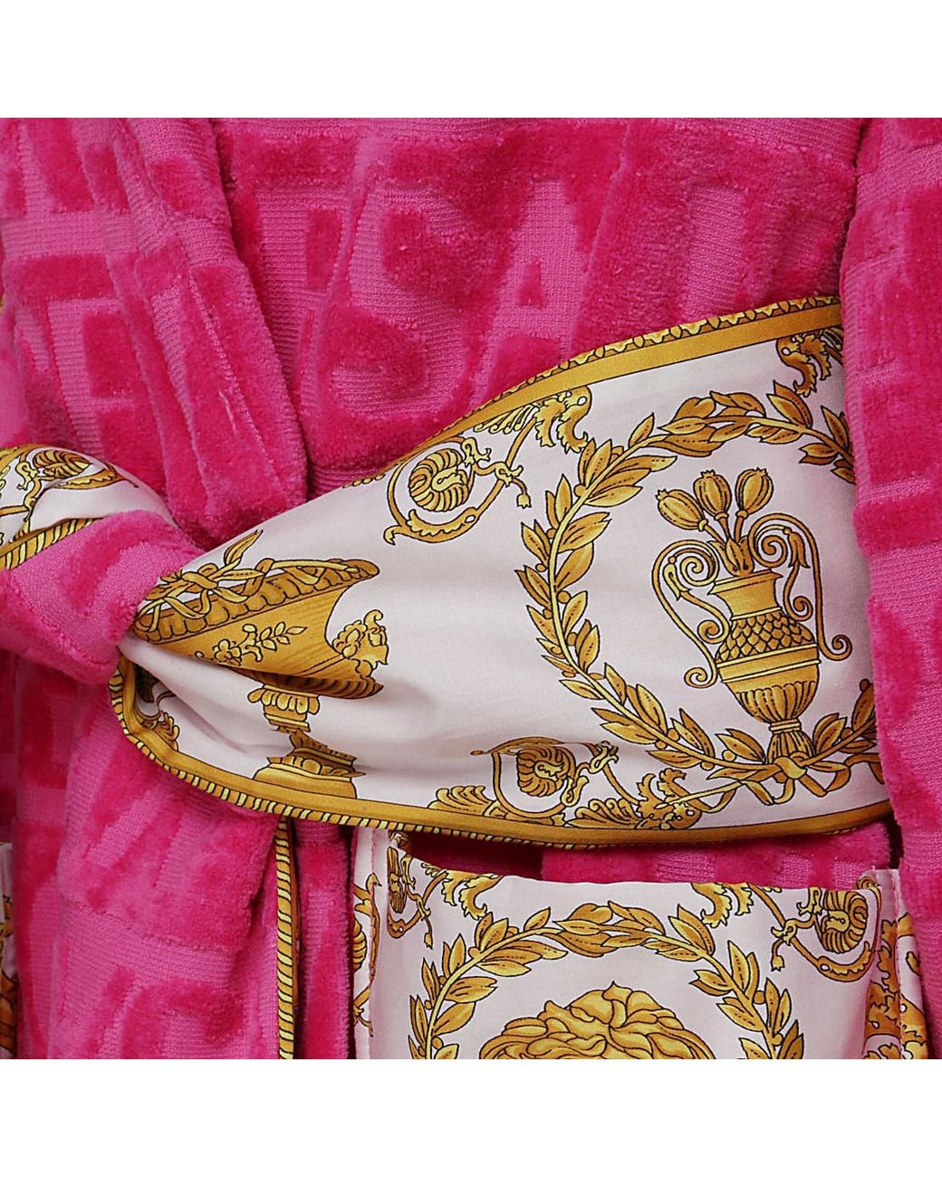 Versace Pink I Love Baroque Belted Bathrobe