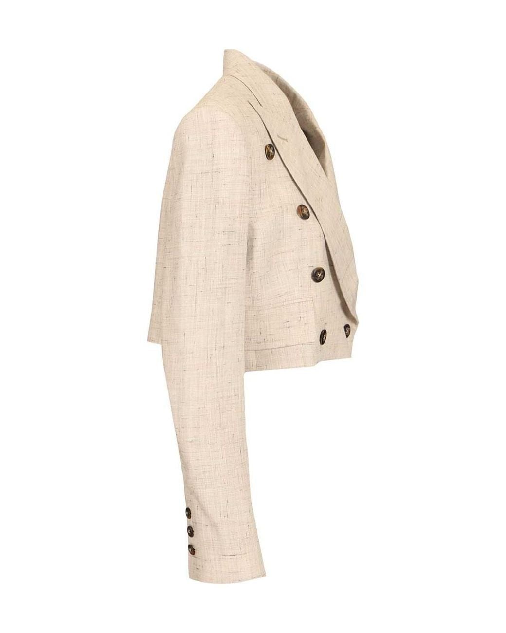 Vivienne Westwood Natural Double-Breasted Cropped Blazer