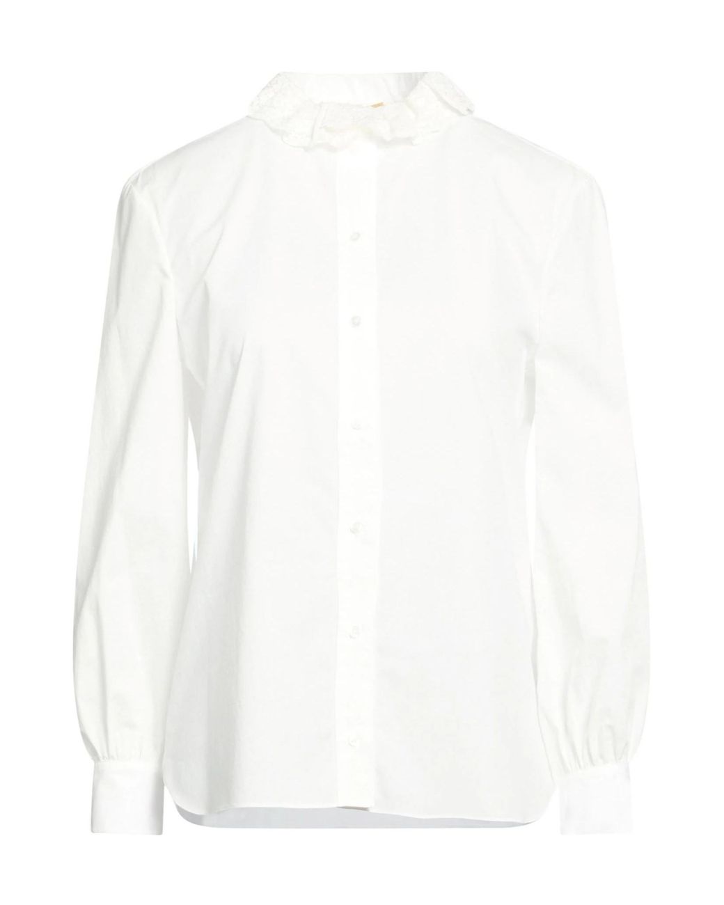 Saint Laurent White Lace Long Sleeve Blouse