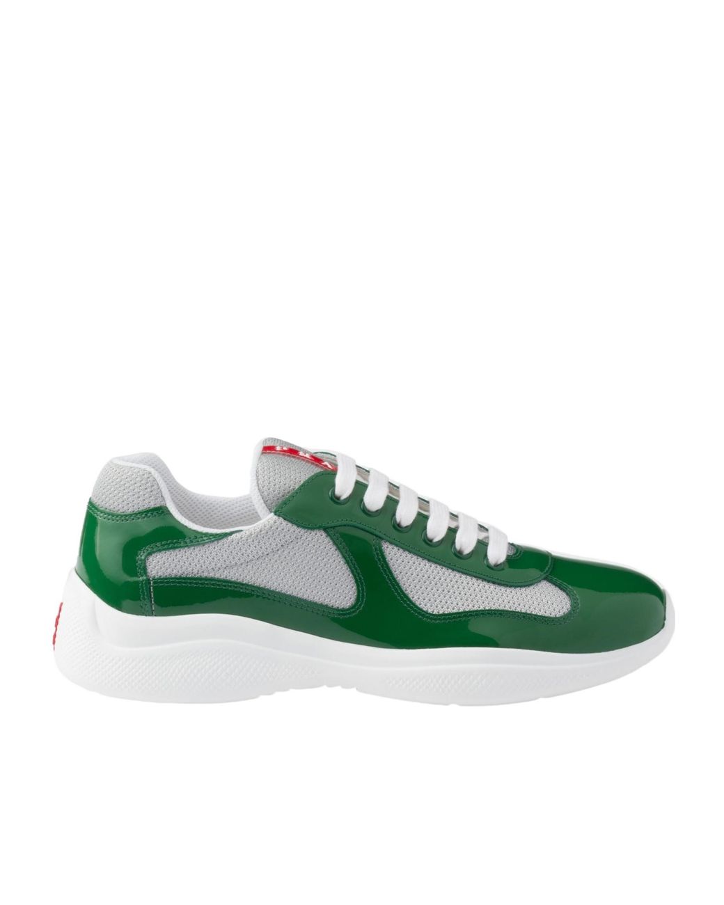 Prada Green Patent Leather And Technical Fabric America's Cup Sneakers for men