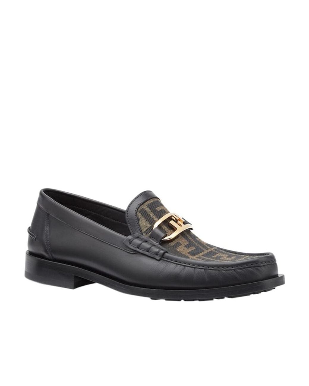 Fendi Black O'Lock Monogrammed Loafers for men