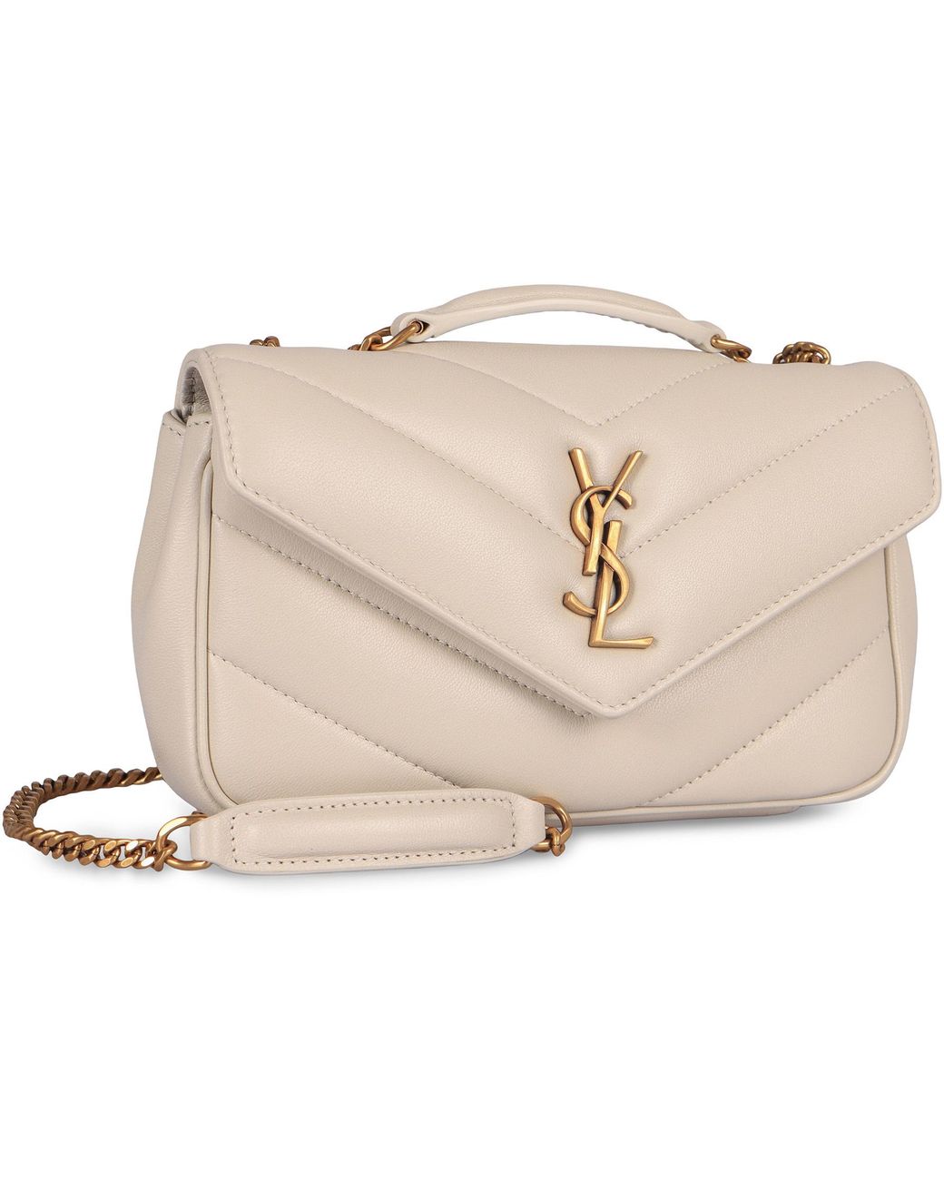Saint Laurent Natural Mini Loulou Quilted Shoulder Bag