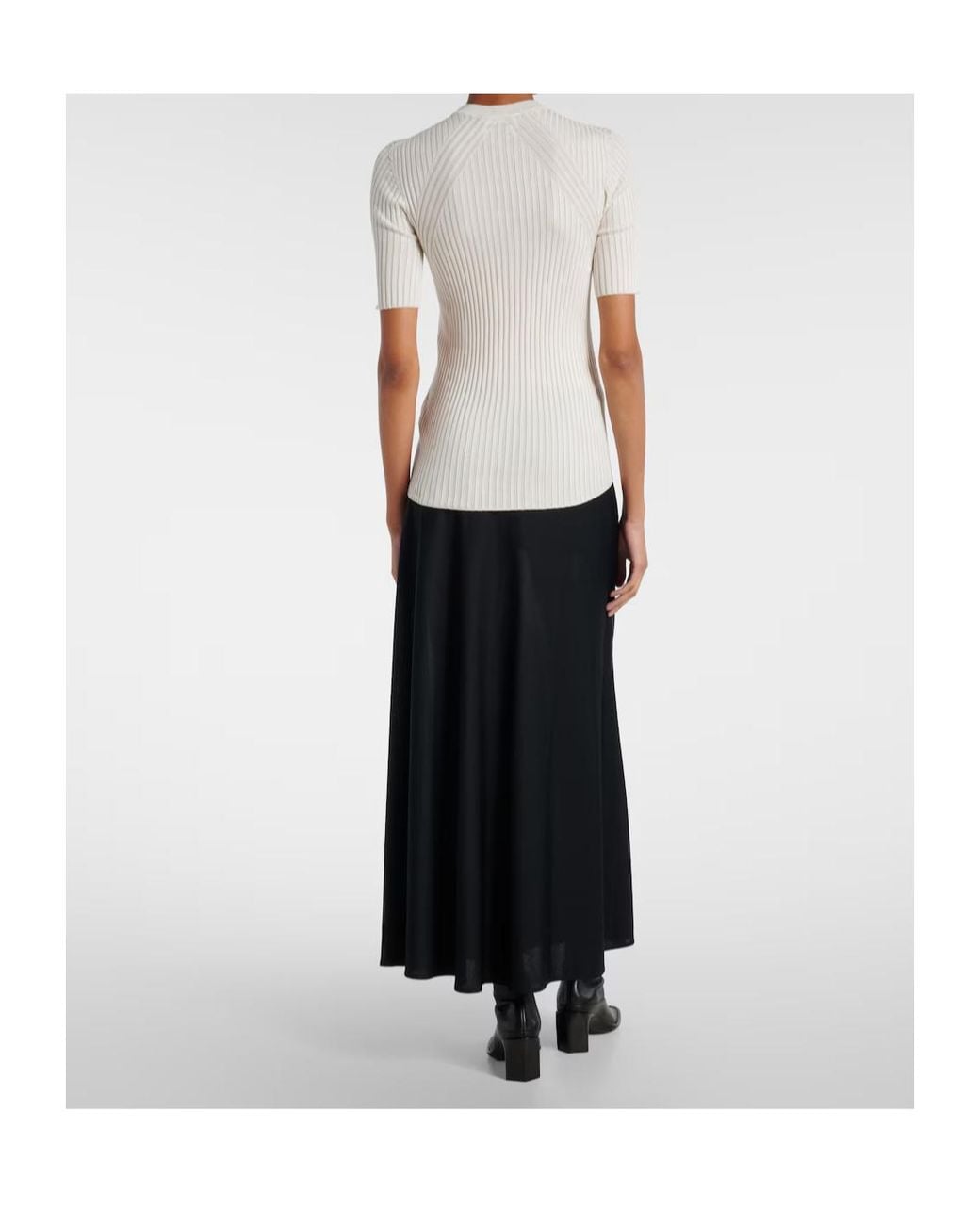 Jil Sander White Ribbed-Knit Silk Sweater