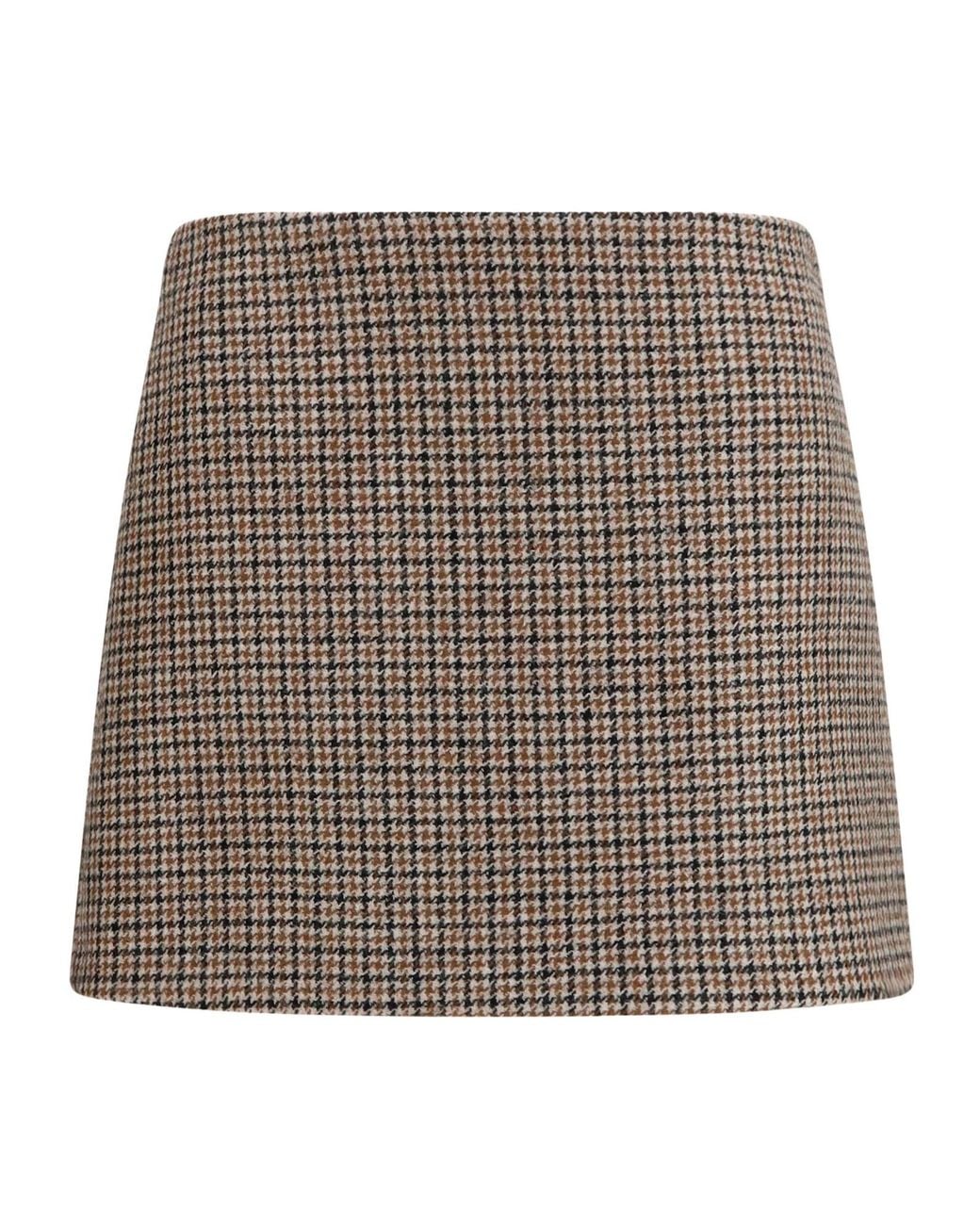 P.A.R.O.S.H. Brown Houndstooth Mini Skirt