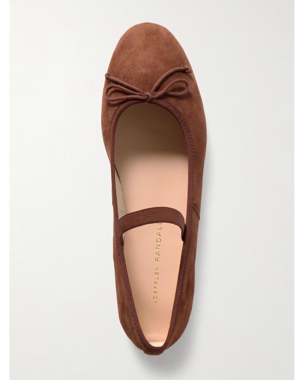 Loeffler Randall Brown Bow Embellished Suede Ballet Flats