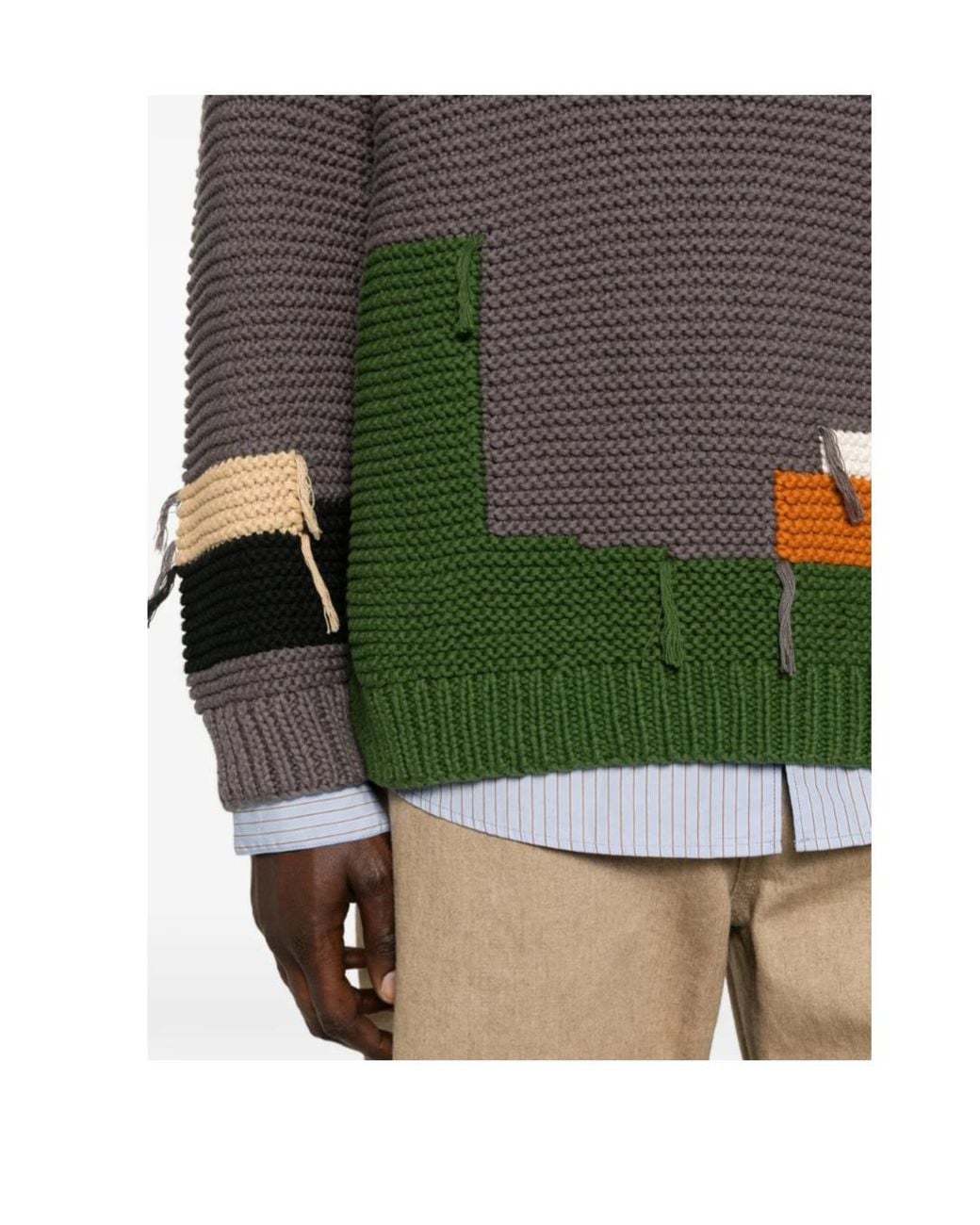 YMC Gray Patchwork Sweater for men