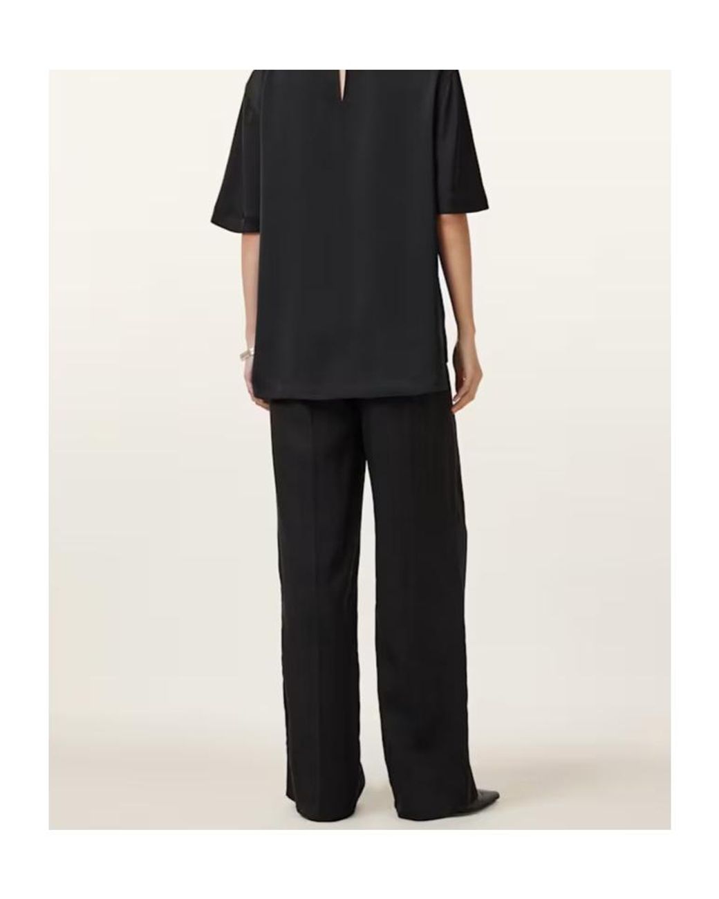 AllSaints Black Tailored Wide-Leg Pants