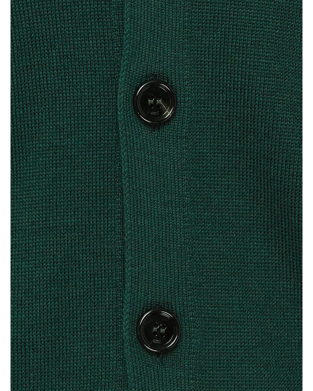 AMI Green Ami Logo V-Neck Cardigan for men