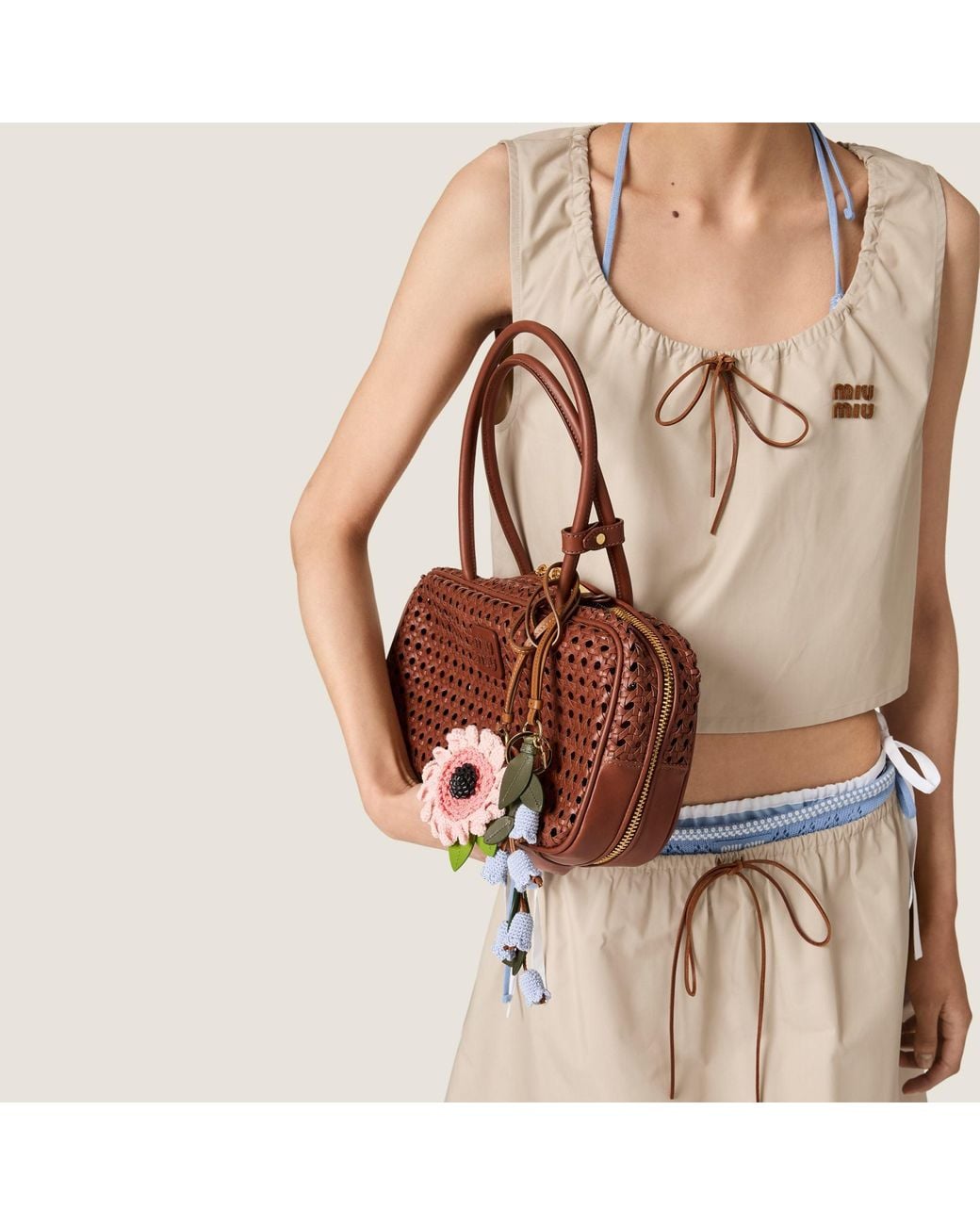 Miu Miu Natural Panama Cotton Crop Top
