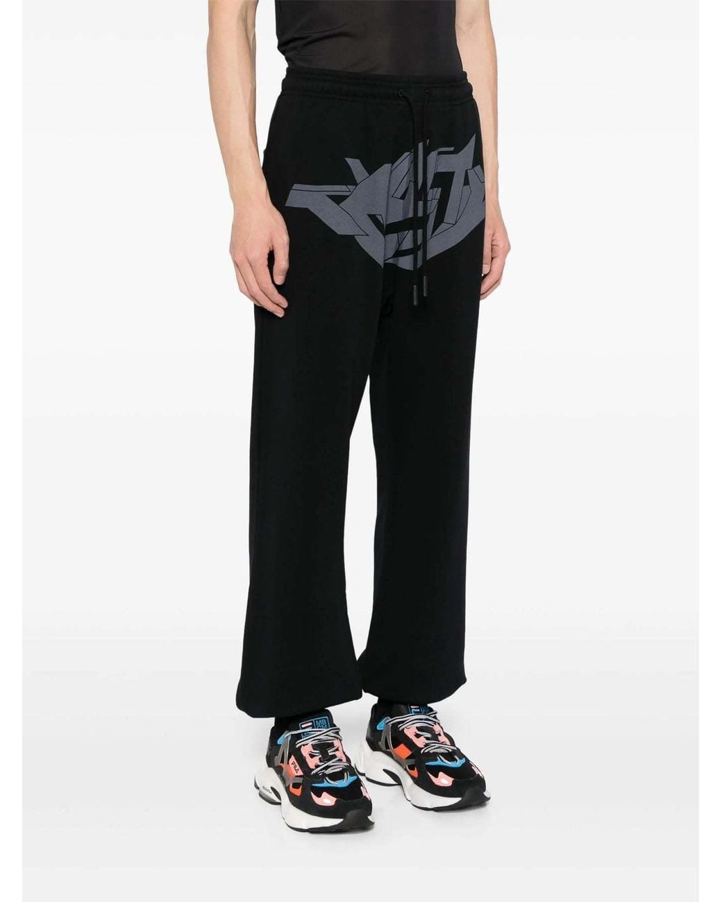 Marcelo Burlon Black Graphic Print Pants for men