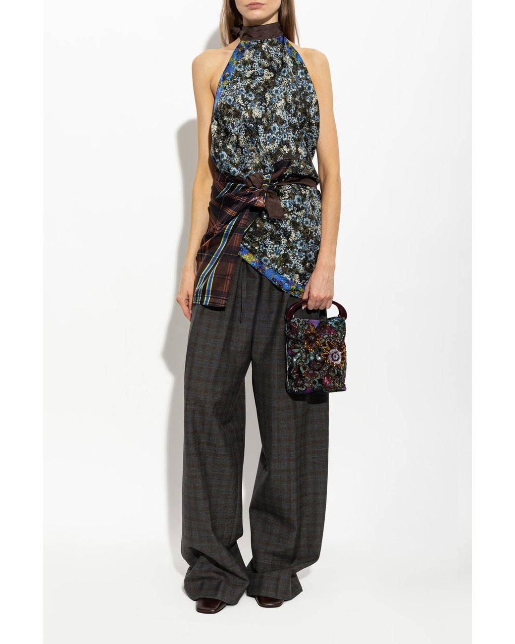 Dries Van Noten Blue Printed Sleeveless Top
