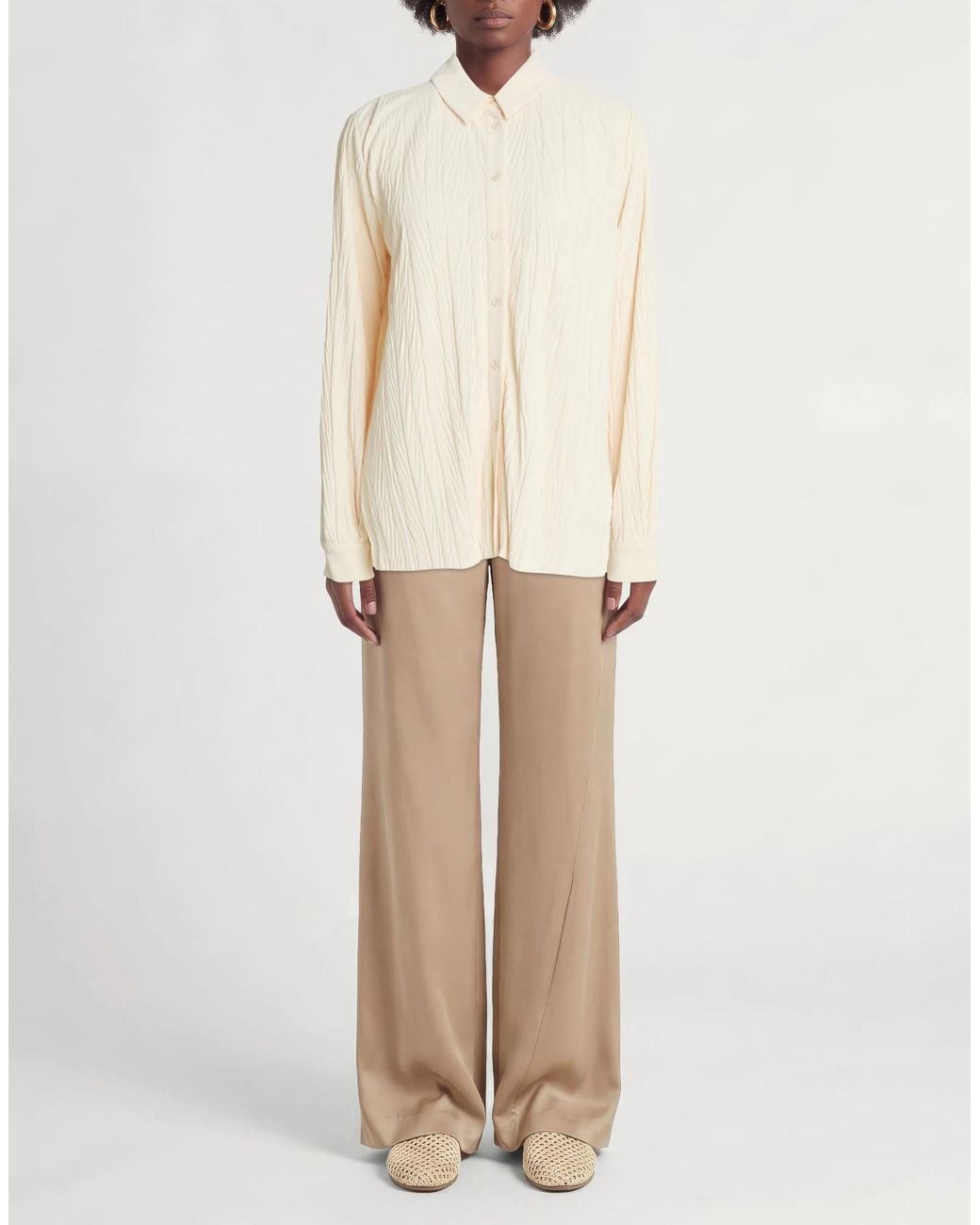 Max Mara White Solid-Color Long-Sleeved Shirt