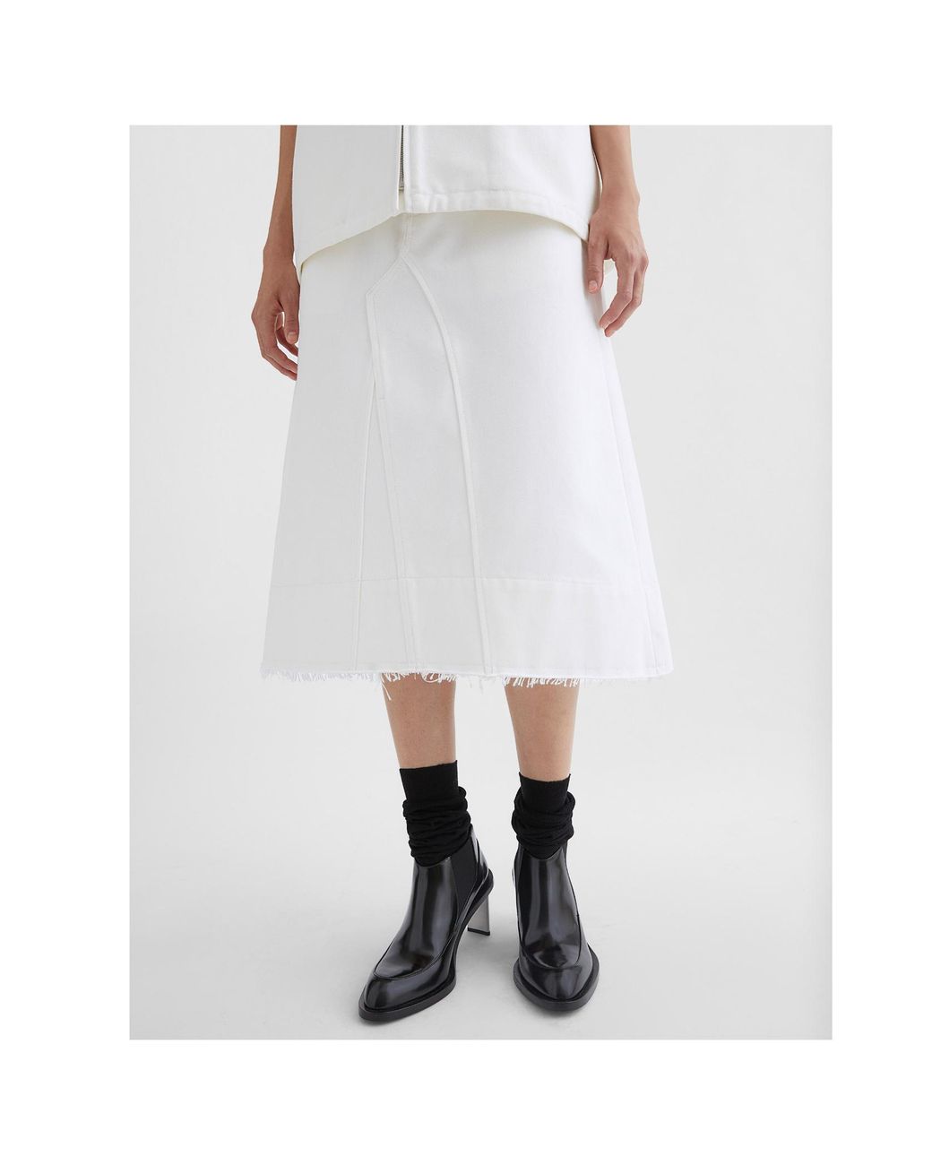 Jil Sander White Denim Skirt