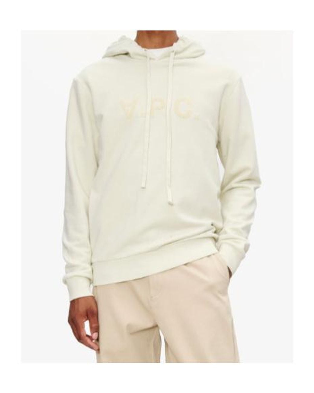 A.P.C. White Drawstring Hooded Sweatshirt for men