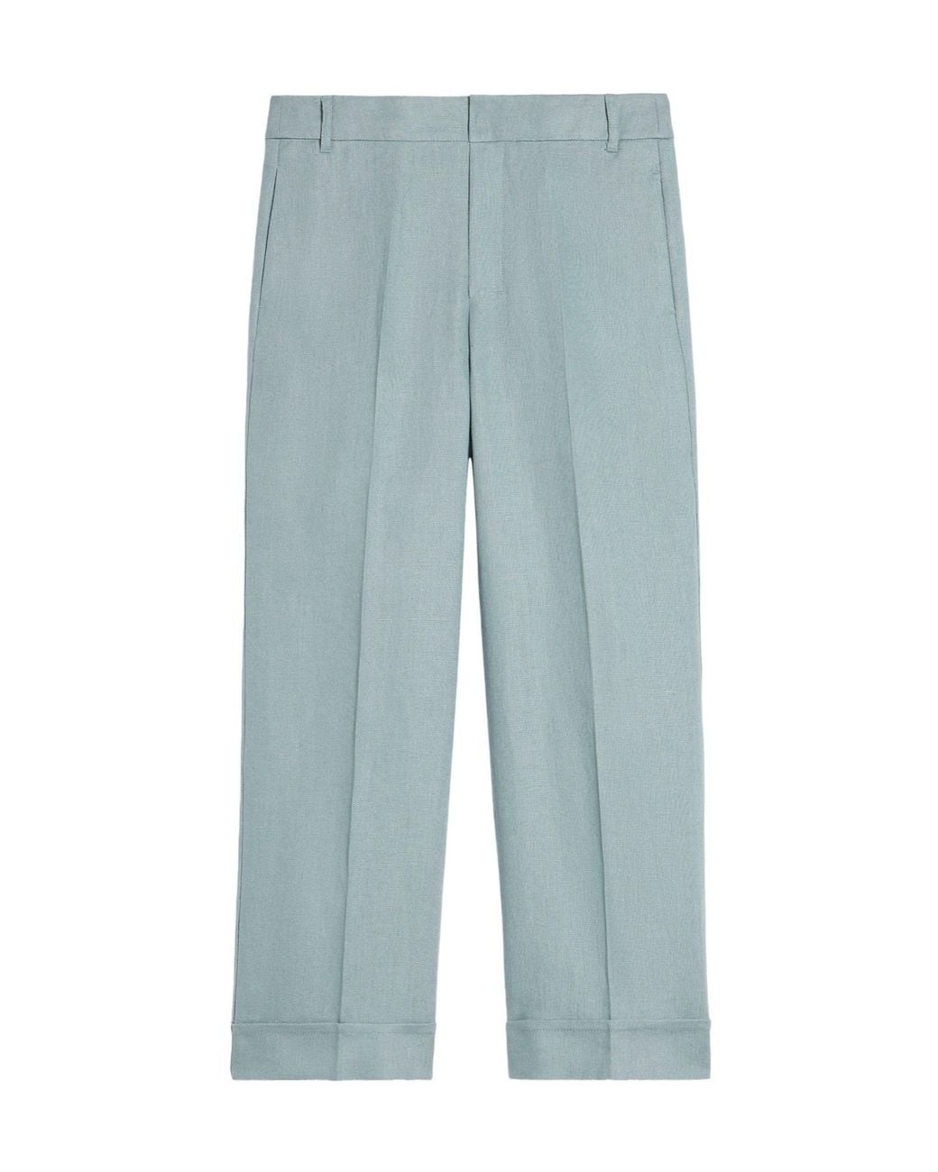 Max Mara Blue 'S High Waist Straight Leg Pants