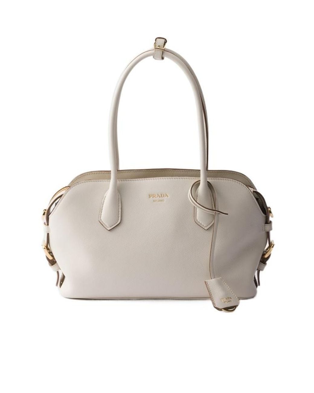 Prada Natural Signet Medium Leather Tote Bag