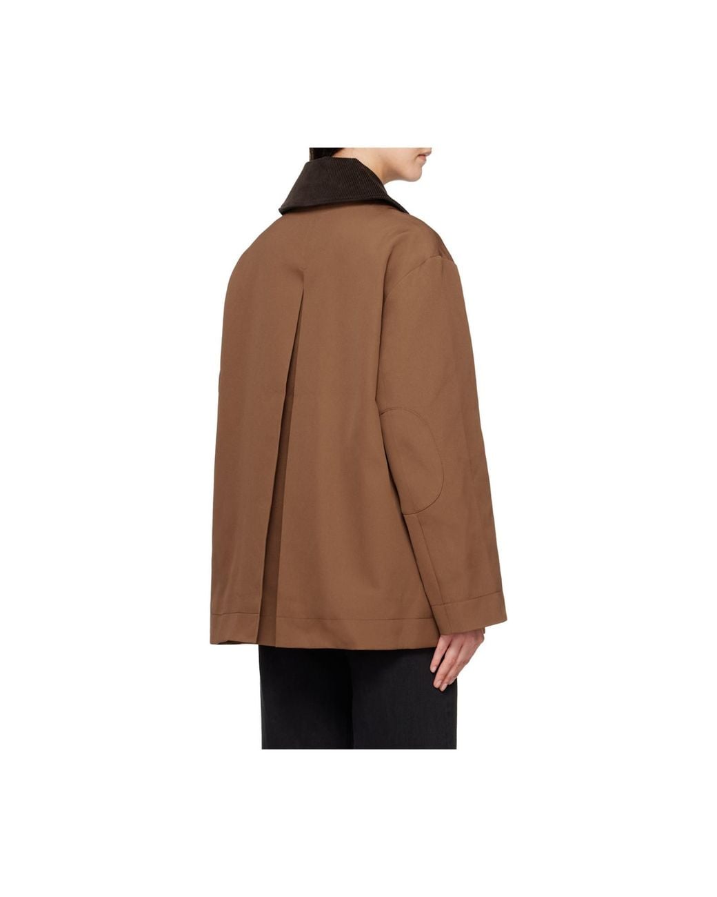 Ganni Brown Contrast-Collar Button-Front Jacket With Patch Pockets
