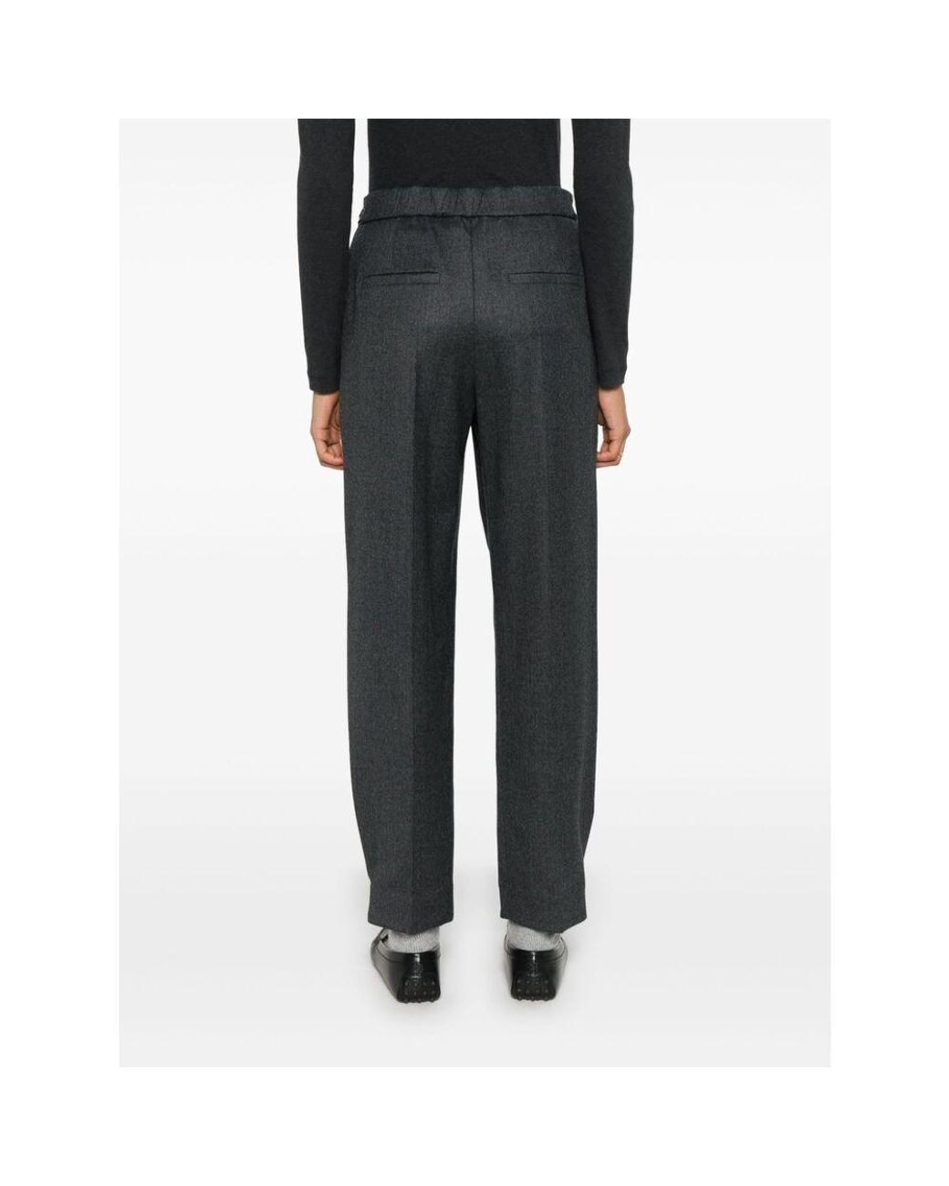 Brunello Cucinelli Gray Pleated Tailored Trousers